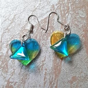 New! Heart and Triangle Earrings.
